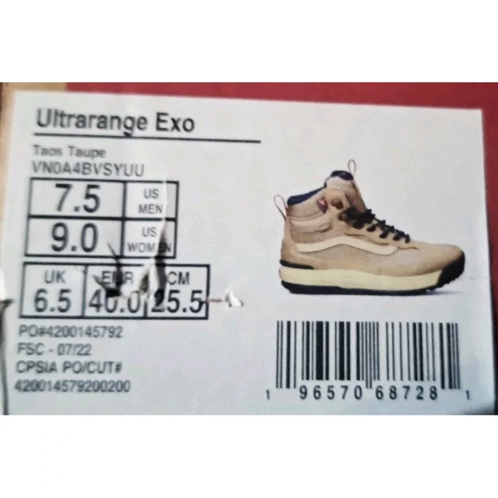 Vans UltraRange EXO Hi MTE-2 Waterproof Hiking Boots Tan Nubuck Men 7.5 / Wmn 9